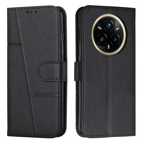 For Realme 14 Pro 5G Case Leather Stand Protective Phone Cover - Black - 1