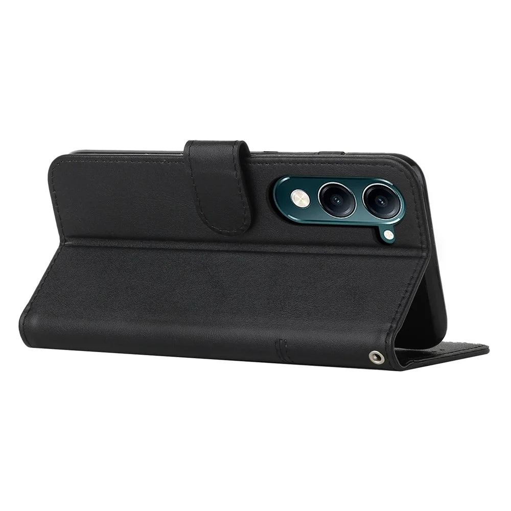 For vivo Y29s 5G  /  Y04 4G Case Leather Stand Protective Phone Cover - Black - 3