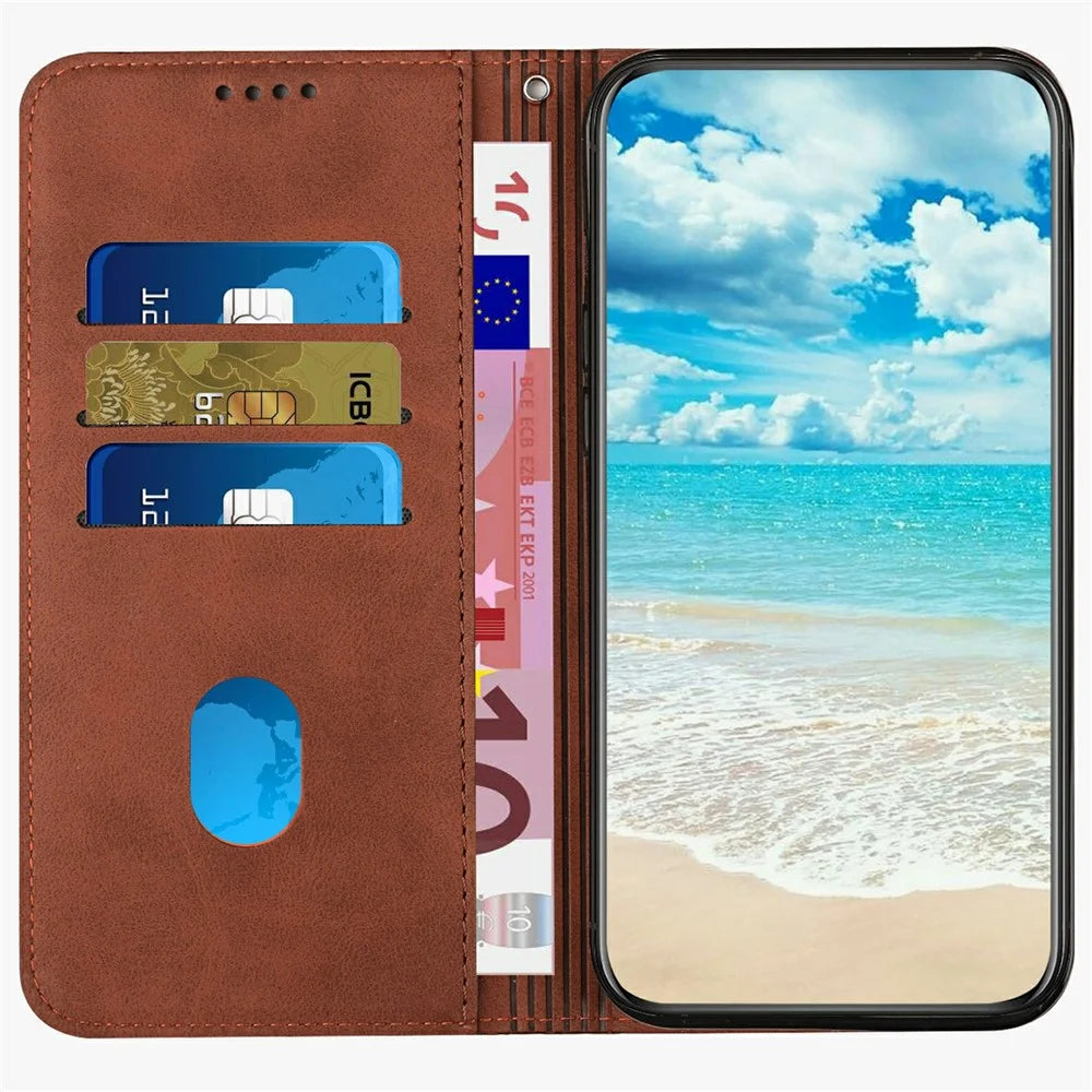 For Realme 14 Pro+ 5G Case Wallet Leather Phone Cover Pattern Imprinted - Brown - 2