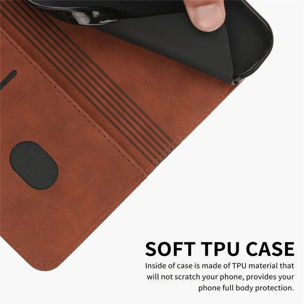 For Realme 14 Pro+ 5G Case Wallet Leather Phone Cover Pattern Imprinted - Brown - 4