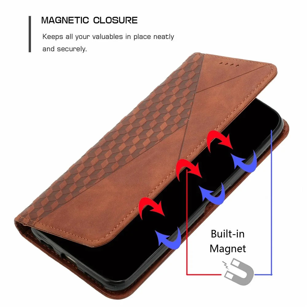 For Realme 14 Pro+ 5G Case Wallet Leather Phone Cover Pattern Imprinted - Brown - 5