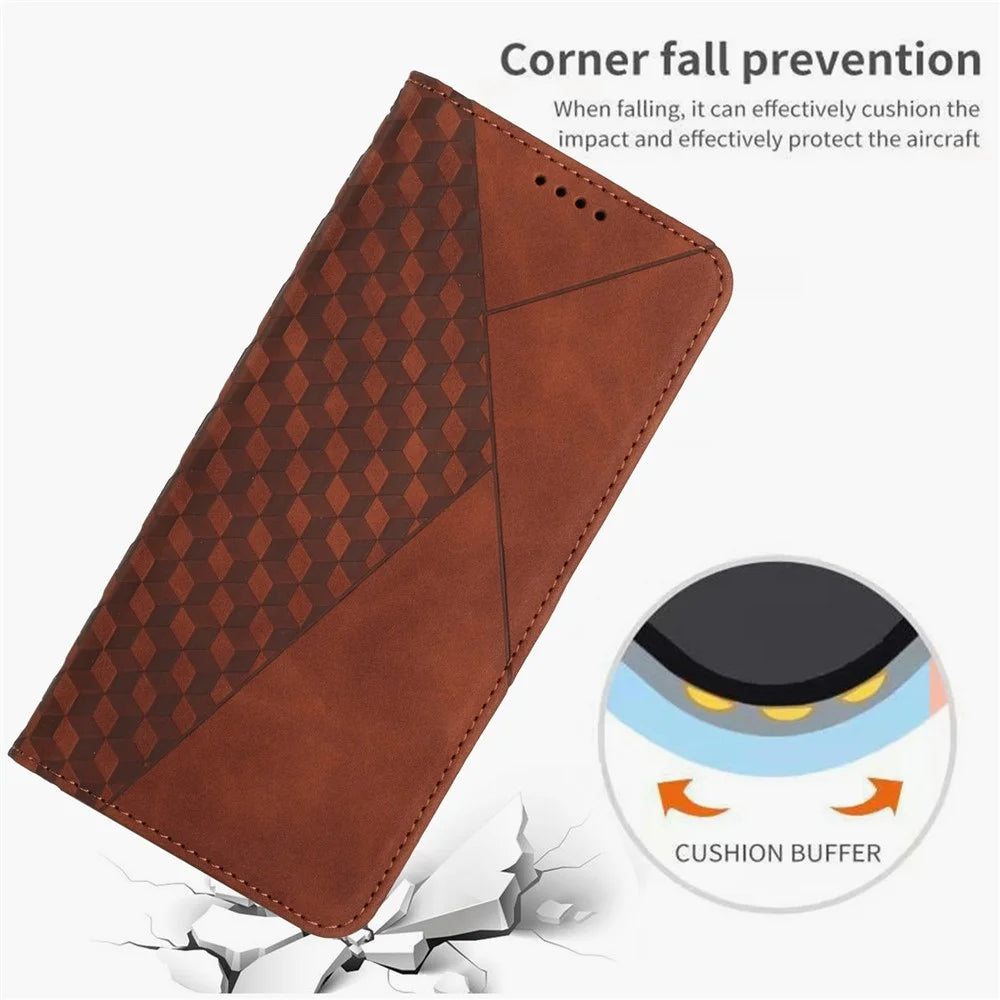 For Realme 14 Pro+ 5G Case Wallet Leather Phone Cover Pattern Imprinted - Brown - 7