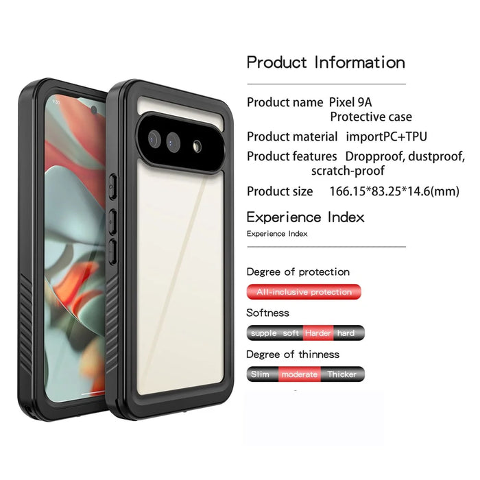 REDPEPPER FS Series For Google Pixel 9a Case IP68 Waterproof Clear Back Panel Phone Cover - 7