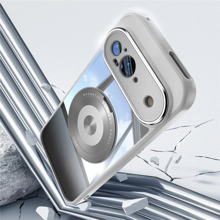 For Google Pixel 9 Magnetic Case PC + TPU Phone Cover with Rotating Metal Kickstand, Lens Protector - Titanium Grey - 4