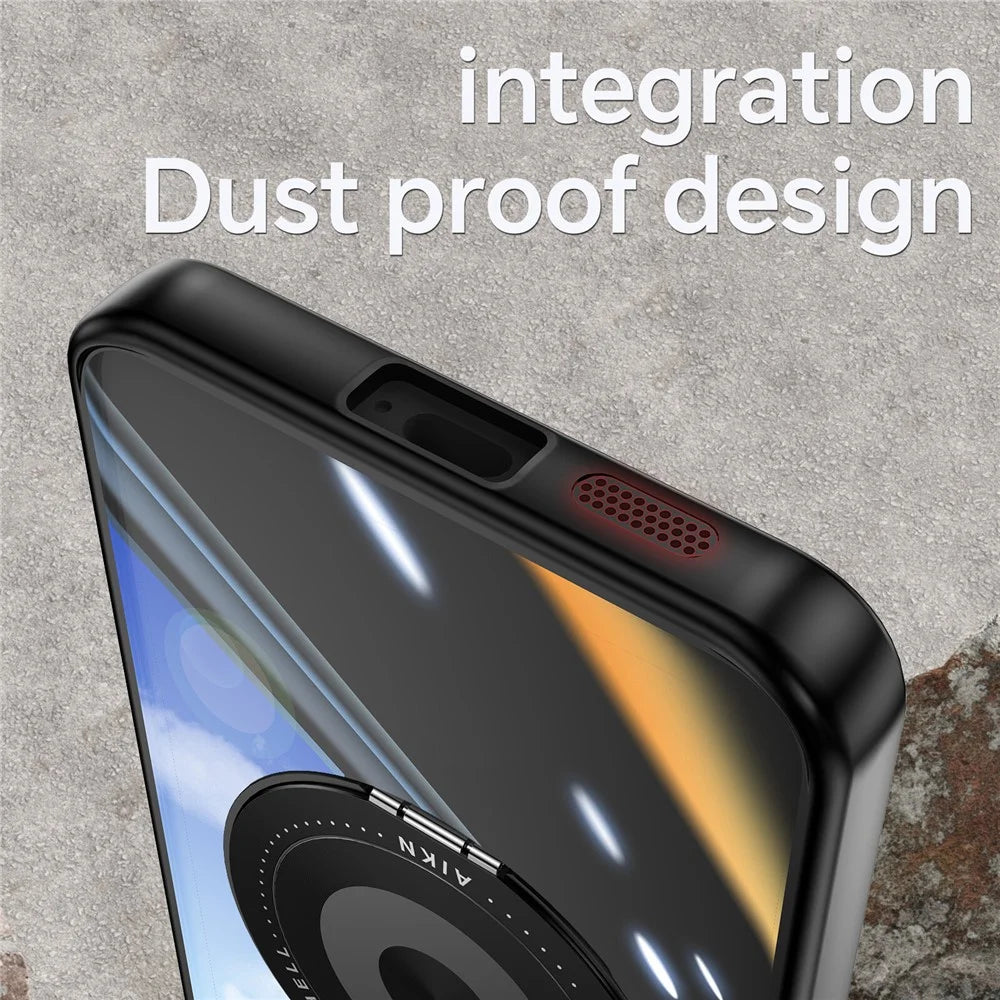 For Samsung Galaxy S24+ Magnetic Case PC + TPU Phone Cover with Rotating Metal Kickstand, Lens Protector - Black - 6