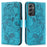 For Samsung Galaxy A55 5G Case Wallet Stand Imprinted Rose Butterfly PU Leather Phone Cover - Blue - 1