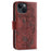 For iPhone 14 Case Wallet Stand Imprinted Rose Butterfly PU Leather Phone Cover - Brown - 5