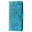 For iPhone 14 Pro Case Wallet Stand Imprinted Rose Butterfly PU Leather Phone Cover - Blue - 4