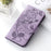 For iPhone 14 Pro Max Case Wallet Stand Imprinted Rose Butterfly PU Leather Phone Cover - Purple - 6