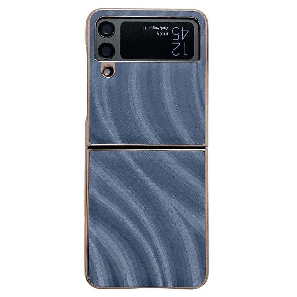 For Samsung Galaxy Z Flip4 5G Milky Way Series Anti-scratch Nano Electroplating Phone Case PU Leather Coated Hard PC Cover - Blue - 1