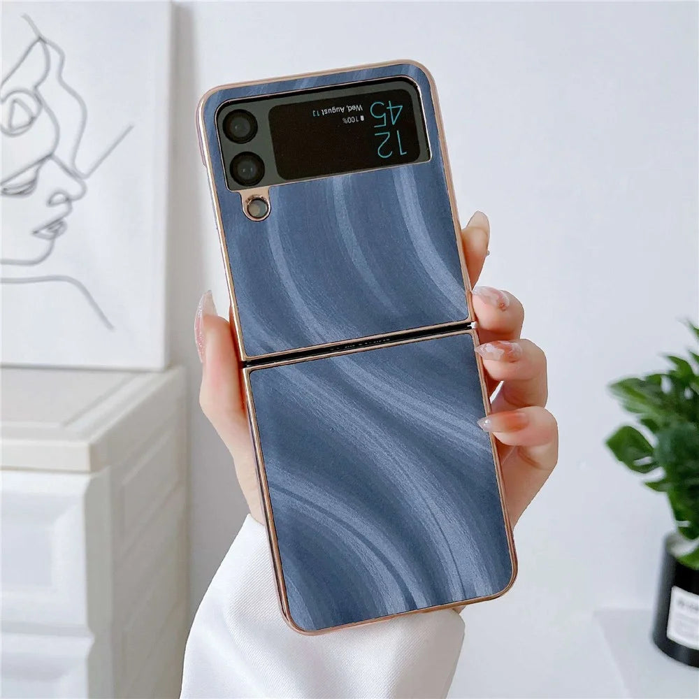 For Samsung Galaxy Z Flip4 5G Milky Way Series Anti-scratch Nano Electroplating Phone Case PU Leather Coated Hard PC Cover - Blue - 2