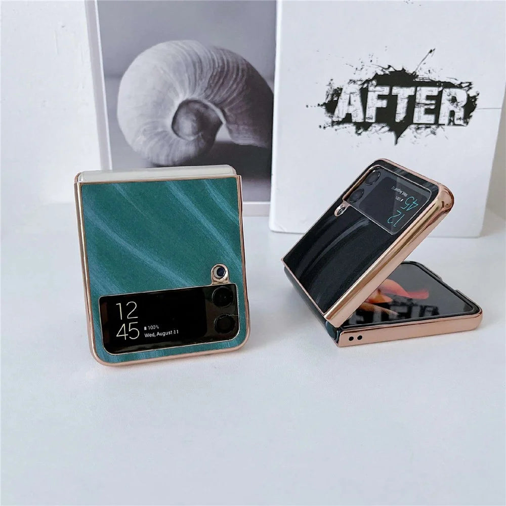 For Samsung Galaxy Z Flip4 5G Milky Way Series Anti-scratch Nano Electroplating Phone Case PU Leather Coated Hard PC Cover - Blue - 6
