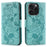 For iPhone 15 Pro Max Case Wallet Stand Imprinted Rose Butterfly PU Leather Phone Cover - Green - 1