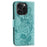 For iPhone 15 Pro Max Case Wallet Stand Imprinted Rose Butterfly PU Leather Phone Cover - Green - 5