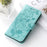 For iPhone 15 Pro Max Case Wallet Stand Imprinted Rose Butterfly PU Leather Phone Cover - Green - 6
