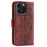For iPhone 16 Pro Max Case Wallet Stand Imprinted Rose Butterfly PU Leather Phone Cover - Brown - 5