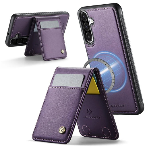 JEEHOOD For Samsung Galaxy A26 5G Leather Back Cover Magnetic Case  J06 Phone Case with Card Bag RFID Blocking - Purple - 2
