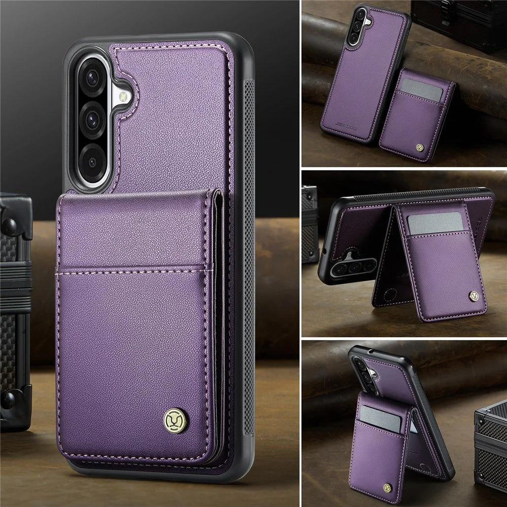 JEEHOOD For Samsung Galaxy A26 5G Leather Back Cover Magnetic Case  J06 Phone Case with Card Bag RFID Blocking - Purple - 4