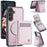 JEEHOOD For Samsung Galaxy S24 Leather Back Cover Magnetic Case  J06 Phone Case with Card Bag RFID Blocking - Pink - 1