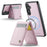 JEEHOOD For Samsung Galaxy S24 Leather Back Cover Magnetic Case  J06 Phone Case with Card Bag RFID Blocking - Pink - 2