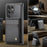 JEEHOOD For Samsung Galaxy S23 Ultra Leather Back Cover Magnetic Case  J06 Phone Case with Card Bag RFID Blocking - Black - 4