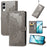 For Samsung Galaxy S25 Edge Wallet Case Mandala Flower Leather Phone Cover Stand - Grey - 1