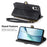 For Samsung Galaxy S25 Edge Zipper Wallet Case Geometry Lines Leather Phone Cover with Strap - Black - 4