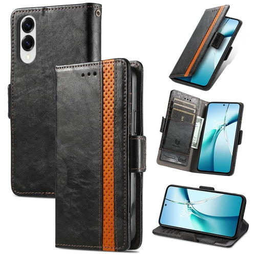 CASENEO For Samsung Galaxy S25 Edge Phone Cases  PU Leather Cover Stand with RFID Blocking Wallet - Black - 1