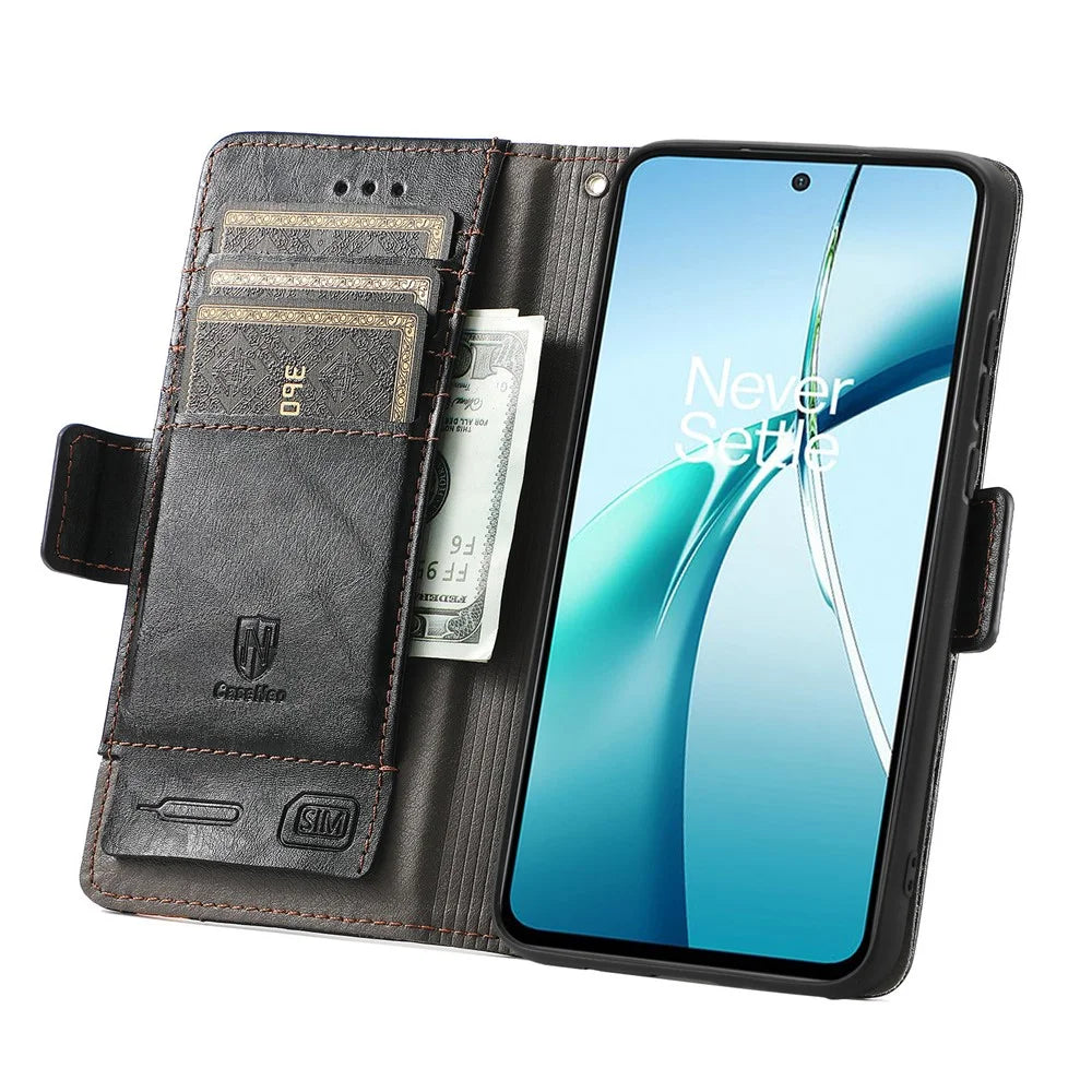 CASENEO For Samsung Galaxy S25 Edge Phone Cases  PU Leather Cover Stand with RFID Blocking Wallet - Black - 3