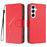 For Samsung Galaxy A56 5G Case Triangle Imprint Leather Phone Cover with Lanyard - Red - 1
