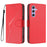 For Samsung Galaxy A55 5G Case Triangle Imprint Leather Phone Cover with Lanyard - Red - 1
