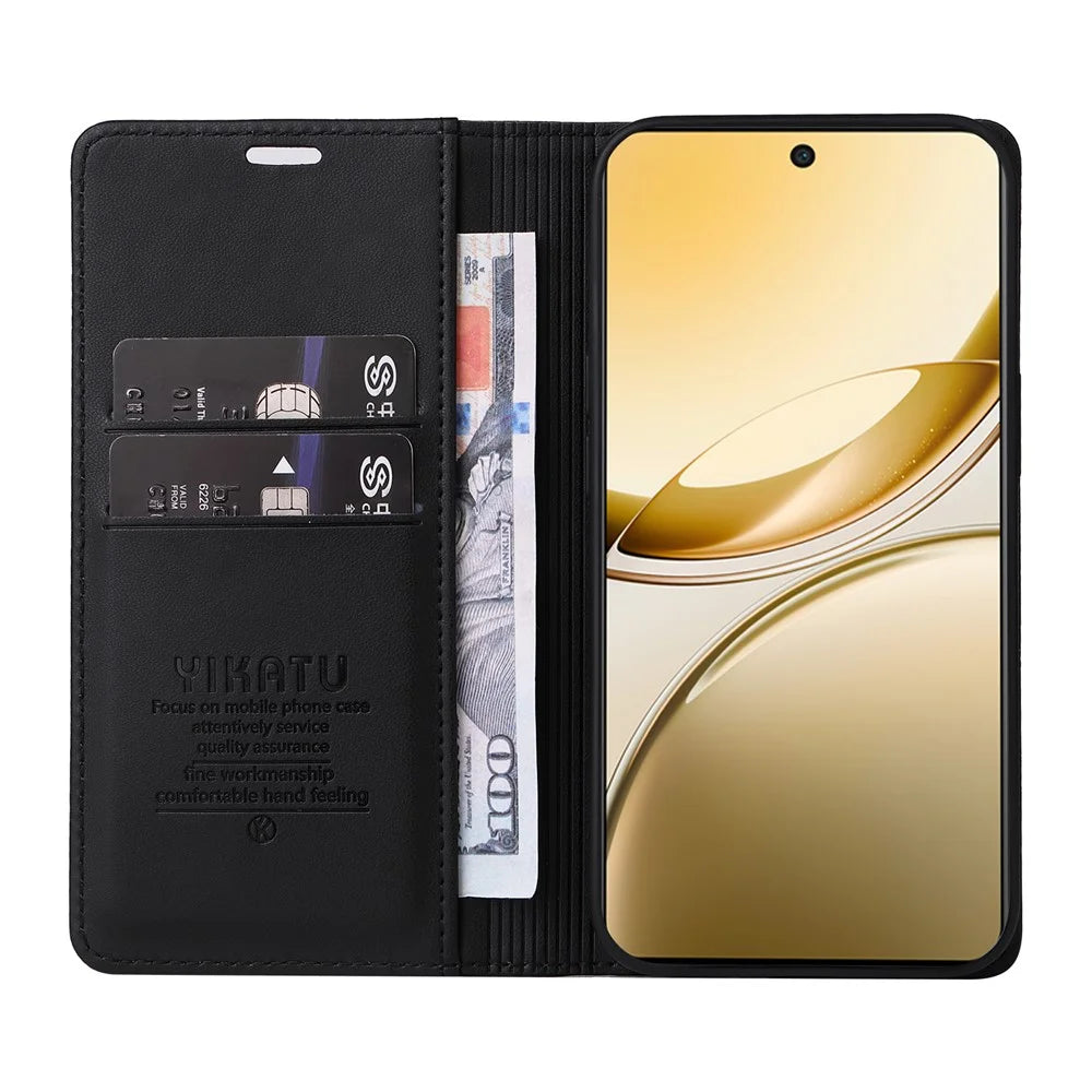 YIKATU For vivo V50 5G Phone Cases  Magnetic Closure PU Leather Mobile Cover  - Black - 2