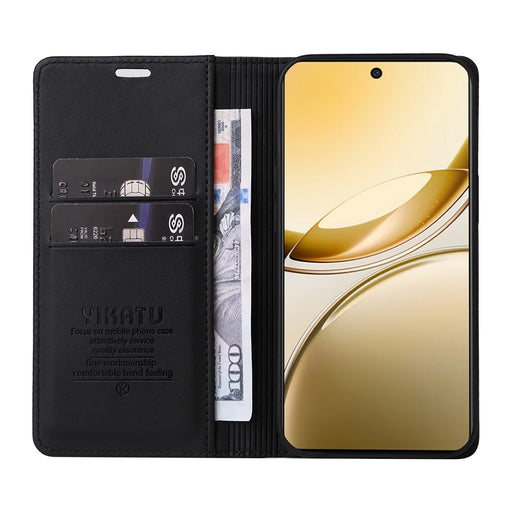 YIKATU For vivo V50 5G Phone Cases  Magnetic Closure PU Leather Mobile Cover  - Black - 2