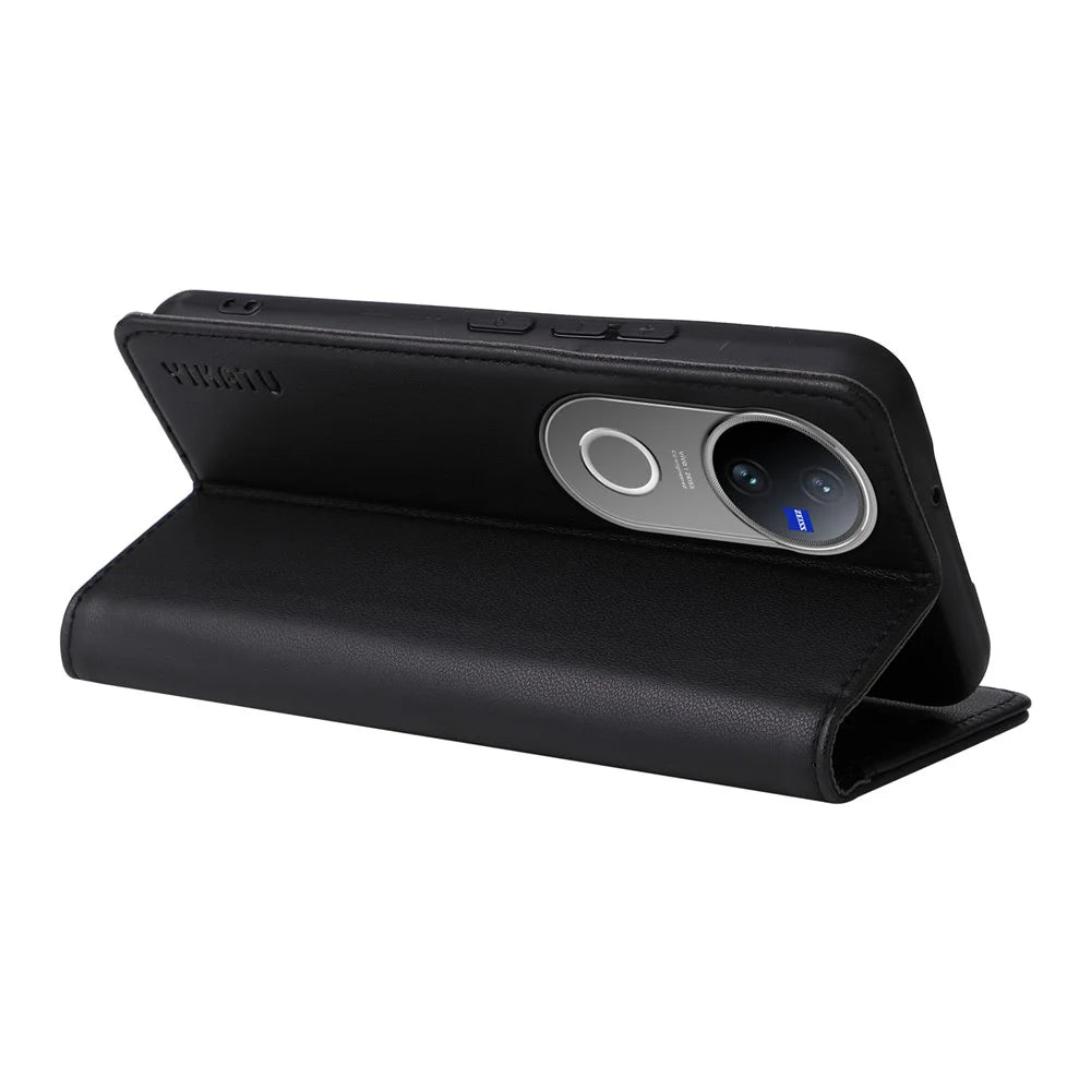 YIKATU For vivo V50 5G Phone Cases  Magnetic Closure PU Leather Mobile Cover  - Black - 3