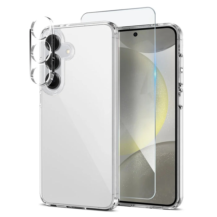 NORTHJO For Samsung Galaxy S24 Case PC + TPU Phone Cover Set with Front Screen Protector + Lens Film - Transparent - 1