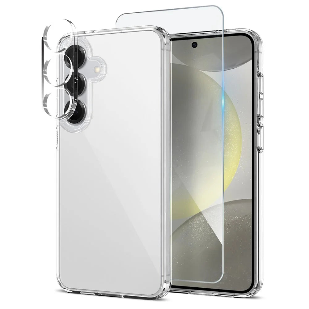 NORTHJO For Samsung Galaxy S24+ Case PC + TPU Phone Cover Set with Front Screen Protector + Lens Film - Transparent - 1