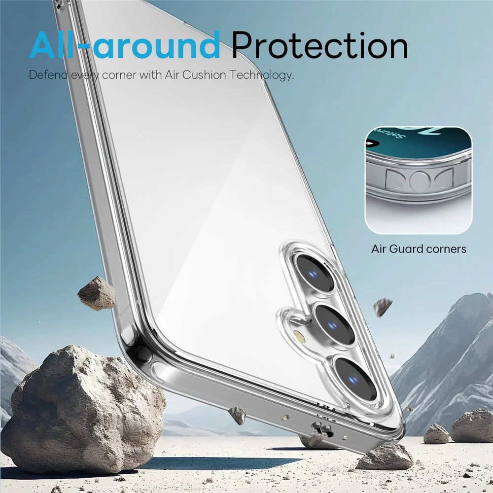 NORTHJO For Samsung Galaxy S24+ Case PC + TPU Phone Cover Set with Front Screen Protector + Lens Film - Transparent - 4