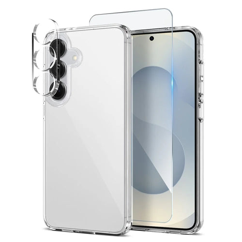 NORTHJO For Samsung Galaxy S25 Case PC + TPU Phone Cover Set with Front Screen Protector + Lens Film - Transparent - 1