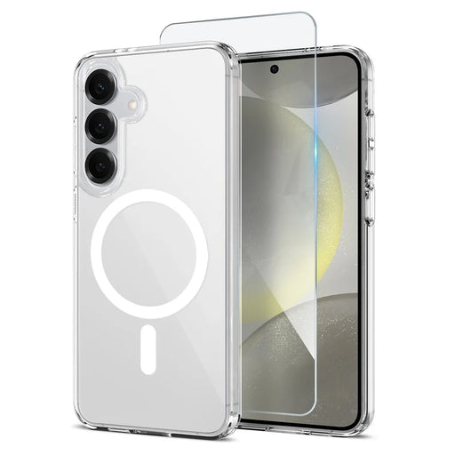 NORTHJO For Samsung Galaxy S24 Magnetic Case PC + TPU Phone Cover Set with Tempered Glass Film (Support Fingerprint Unlock) - Transparent - 1