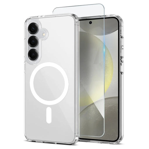 NORTHJO For Samsung Galaxy S24+ Magnetic Case PC + TPU Phone Cover Set with Tempered Glass Film (Support Fingerprint Unlock) - Transparent - 1