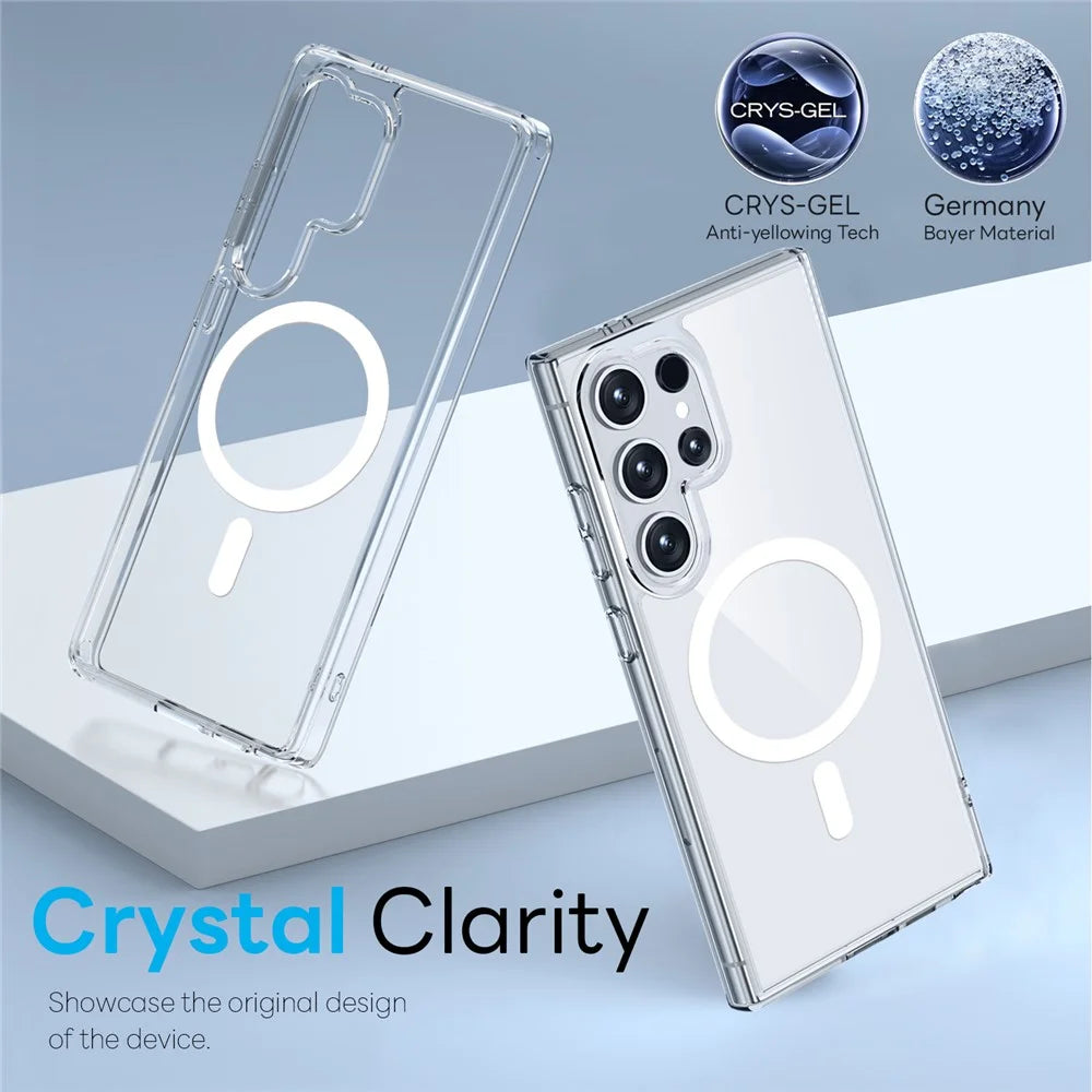 NORTHJO For Samsung Galaxy S24 Ultra Magnetic Case PC + TPU Phone Cover Set with Tempered Glass Film (Support Fingerprint Unlock) - Transparent - 2