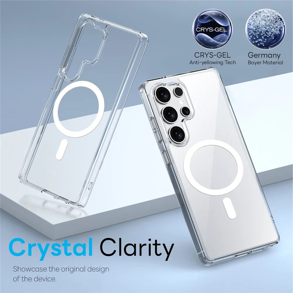 NORTHJO For Samsung Galaxy S25 Ultra Magnetic Case PC + TPU Phone Cover Set with Tempered Glass Film (Support Fingerprint Unlock) - Transparent - 2
