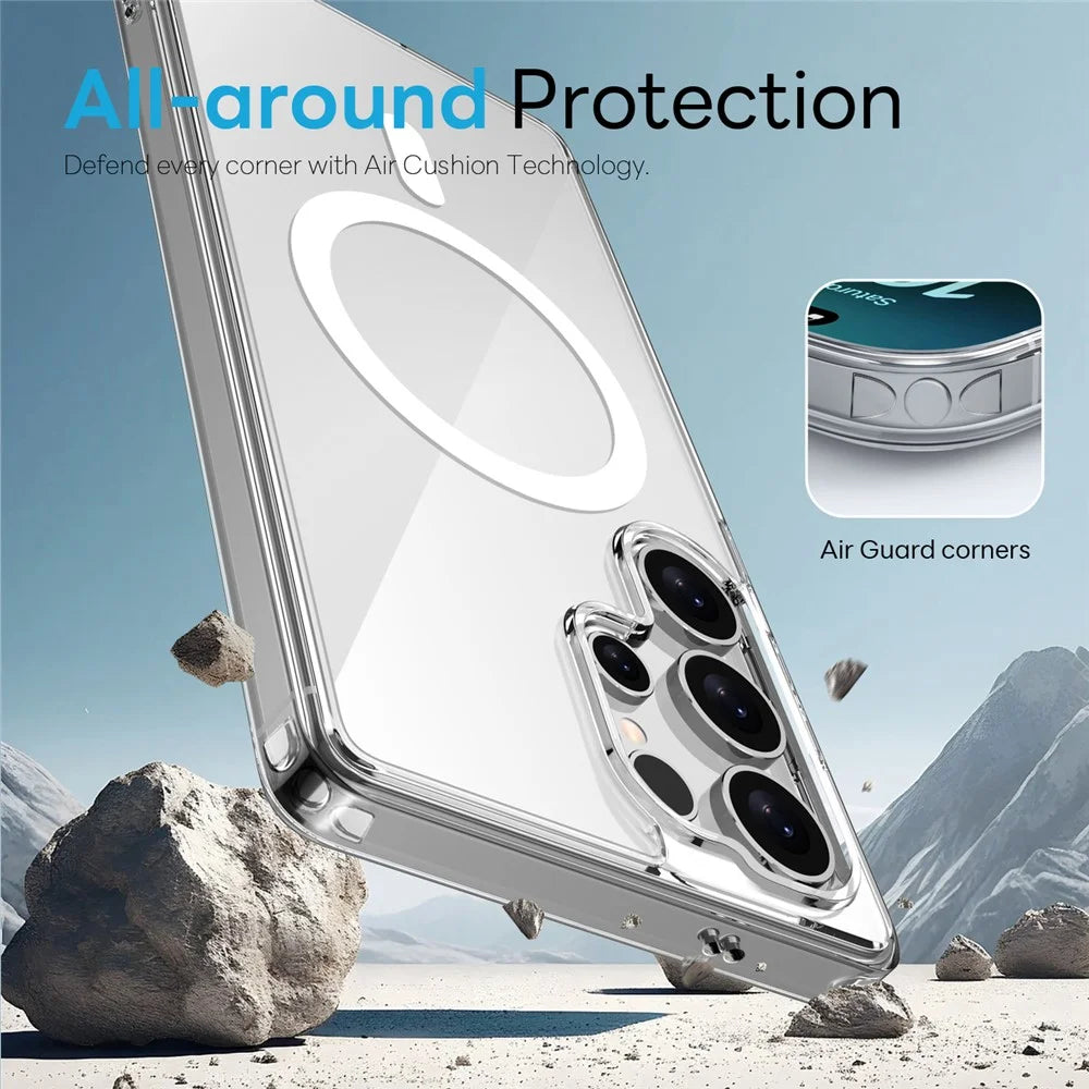 NORTHJO For Samsung Galaxy S25 Ultra Magnetic Case PC + TPU Phone Cover Set with Tempered Glass Film (Support Fingerprint Unlock) - Transparent - 5