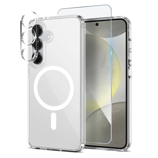 NORTHJO For Samsung Galaxy S24+ Magnetic Case PC + TPU Phone Cover Set with Front Screen Protector + Lens Film - Transparent - 1