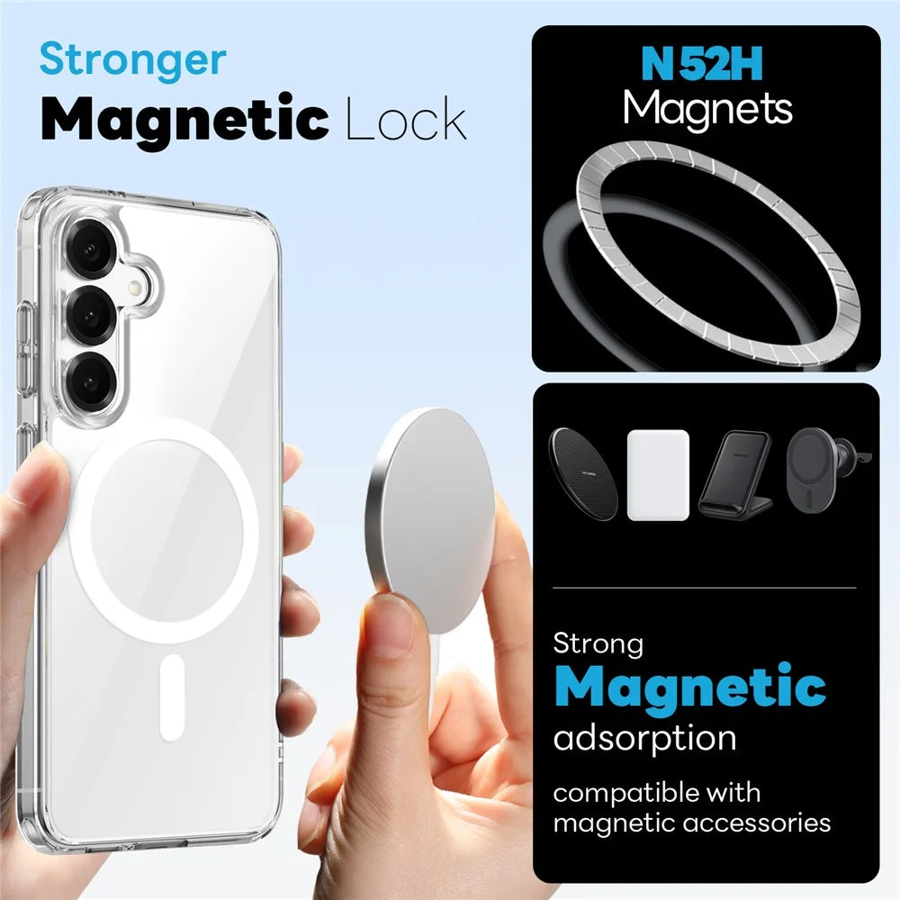 NORTHJO For Samsung Galaxy S24+ Magnetic Case PC + TPU Phone Cover Set with Front Screen Protector + Lens Film - Transparent - 4