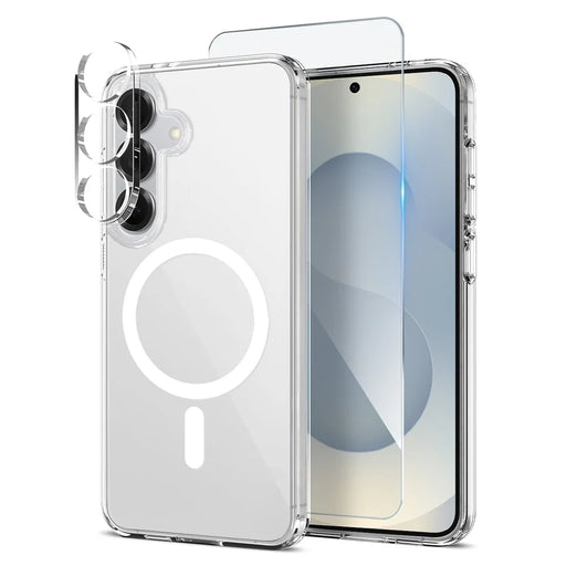 NORTHJO For Samsung Galaxy S25+ Magnetic Case PC + TPU Phone Cover Set with Front Screen Protector + Lens Film - Transparent - 1