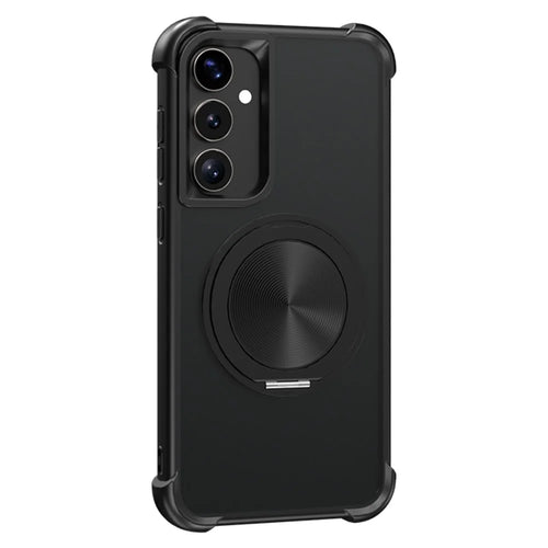 For Samsung Galaxy S25+ / S24+ Magnetic Case CD Vein Kickstand TPU + PC Phone Cover - Black - 1