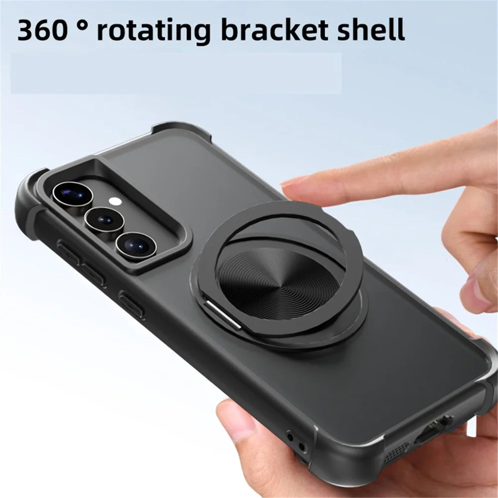 For Samsung Galaxy S25+ / S24+ Magnetic Case CD Vein Kickstand TPU + PC Phone Cover - Black - 2
