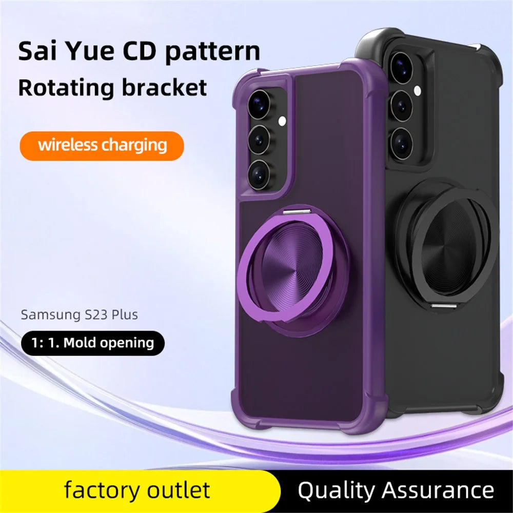 For Samsung Galaxy S25+ / S24+ Magnetic Case CD Vein Kickstand TPU + PC Phone Cover - Black - 4