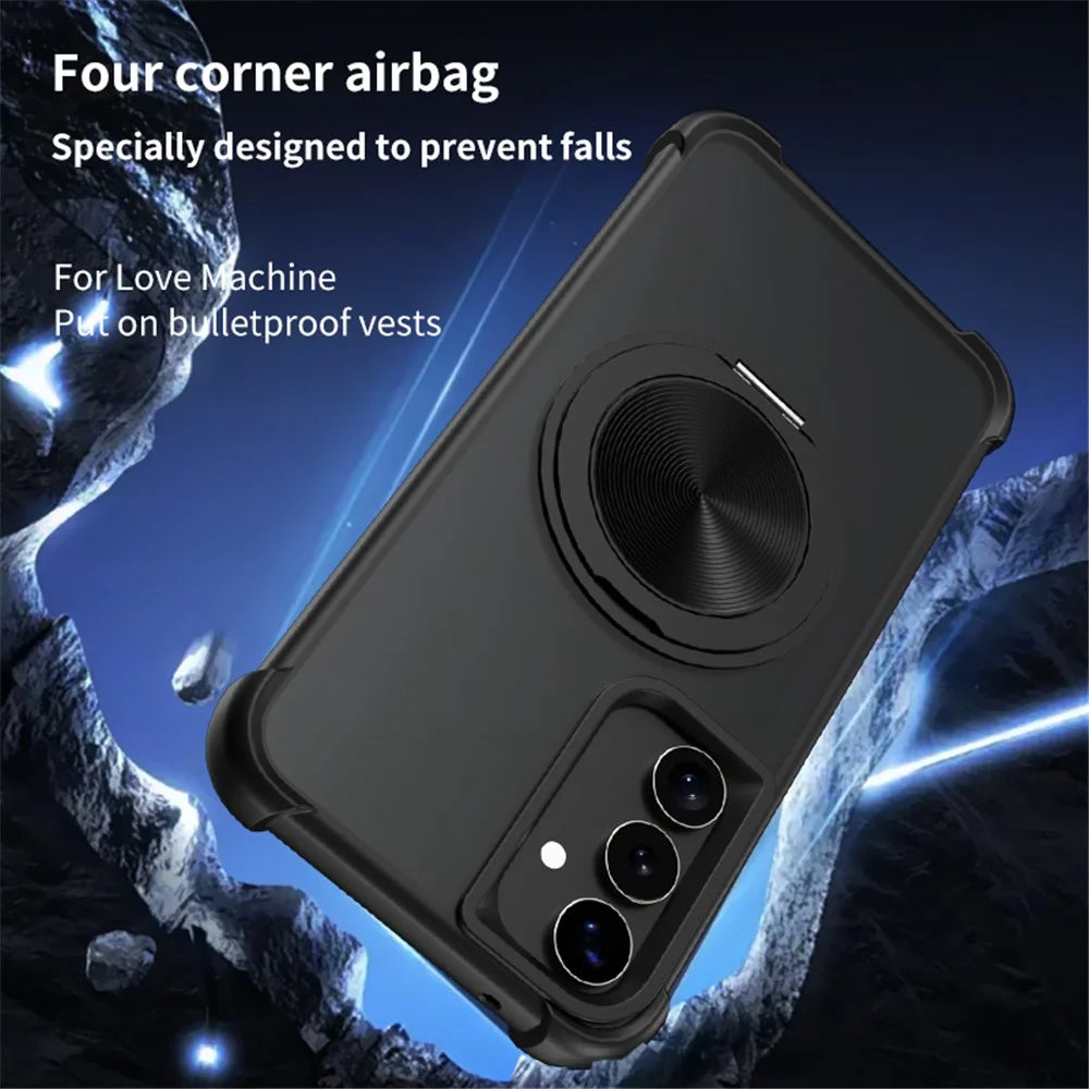 For Samsung Galaxy S25+ / S24+ Magnetic Case CD Vein Kickstand TPU + PC Phone Cover - Black - 5